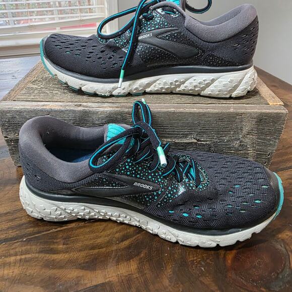 Brooks Glycerin 17 Running Shoes Women's 6.5 B Black Teal Neutral Cushion - Picture 1 of 7